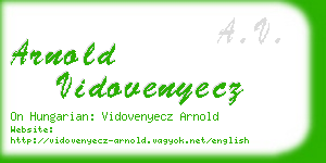 arnold vidovenyecz business card